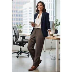 Harve Benard Brown Herringbone and Blue Lines‎ Classic Wear Dress Pants Sz 16W